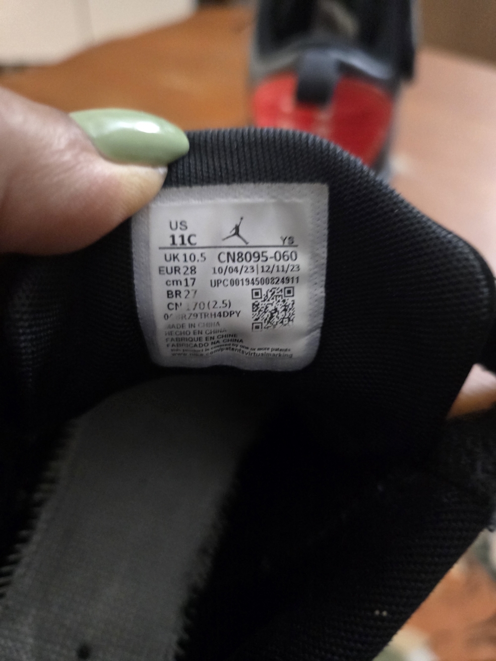 Nike Kids Black and Red Jordan Strap Sneakers - Picture 2 of 5